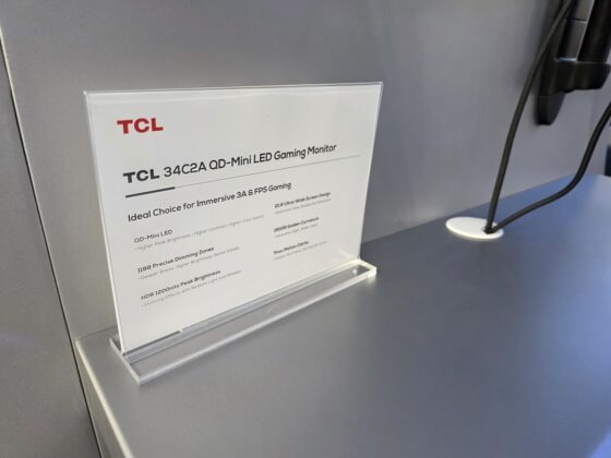 TCL 34C2A monitor in an automotive racing simulator setup