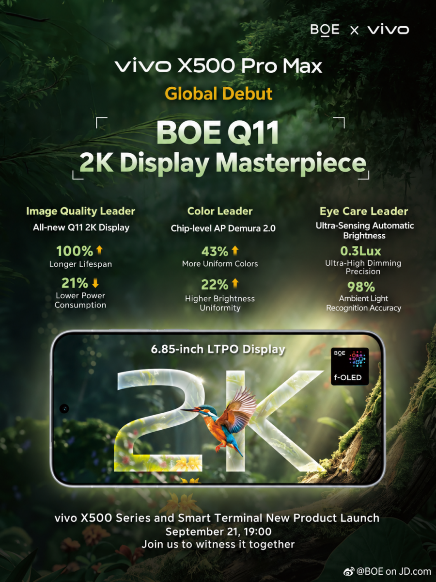 vivo X500 Pro Max and its BOE Q11 2K display announcement
