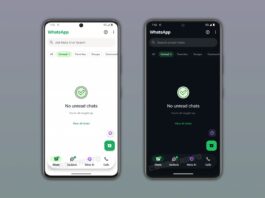 WhatsApp Android interface showing the redesigned floating bottom navigation bar