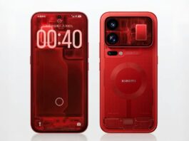 Xiaomi 18 Pro and Xiaomi 18 Pro Max Transparent Special Edition phones in red