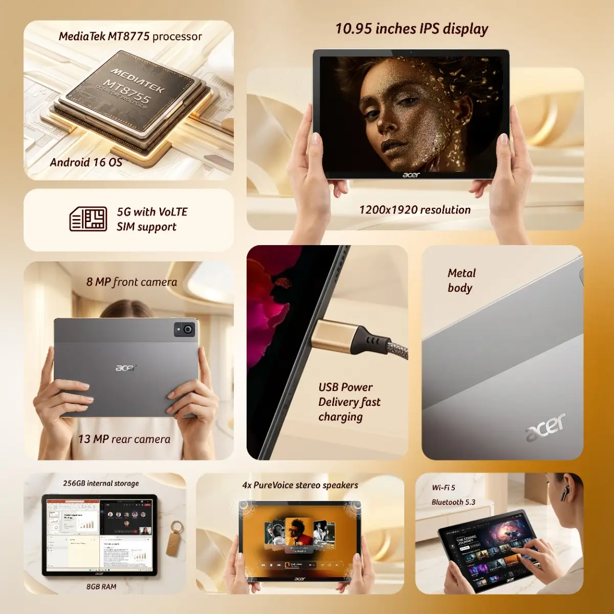 Acer Iconia Tab 11 5G with Android 16 and dual-SIM cellular support
