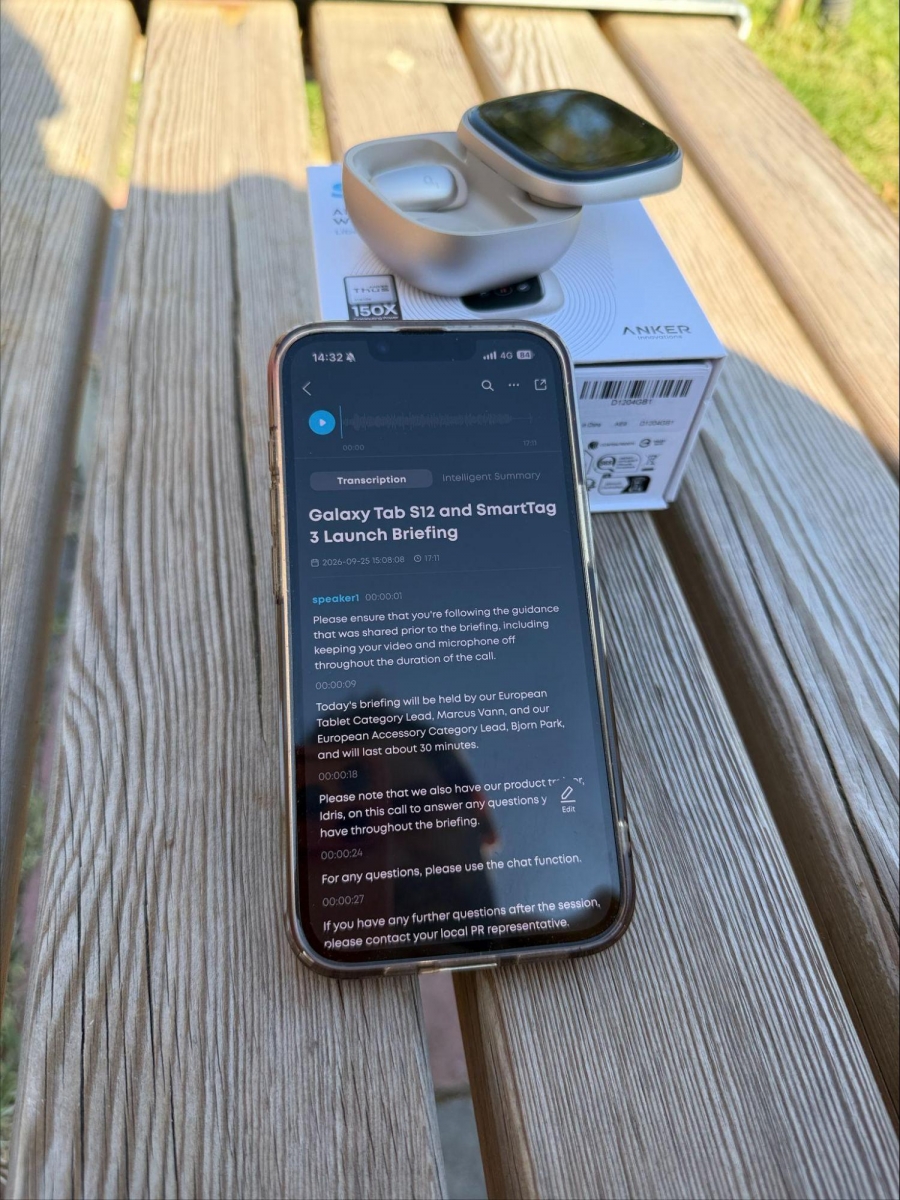 Soundcore Liberty 5 Pro Max earbuds and charging case with AI note-taking features