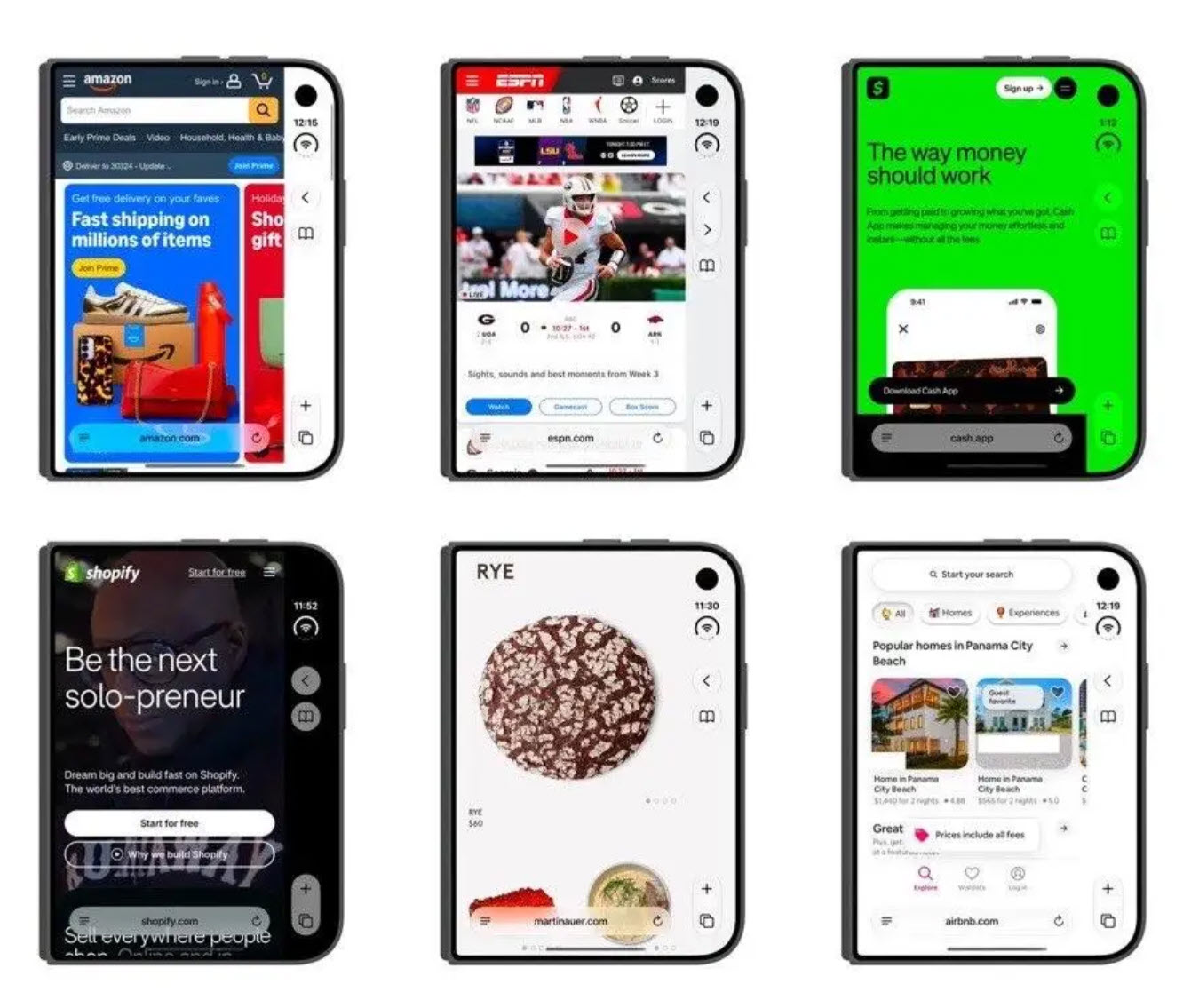 Safari content shown constrained beside its controls on the iPhone Duo outer display