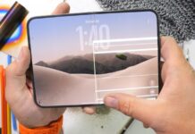 Apple iPhone Duo foldable phone shown in a durability-testing context