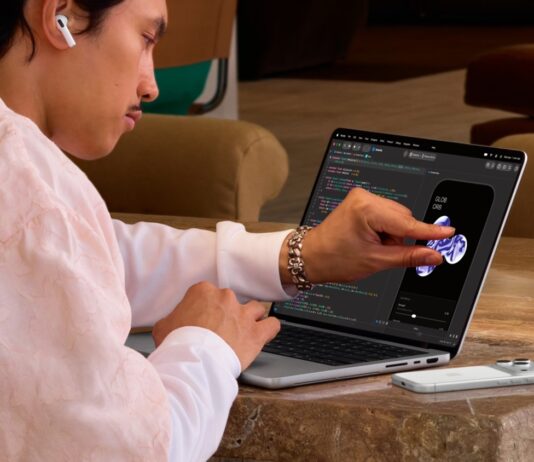 Apple MacBook Pro shown open with its display and keyboard visible