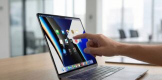 Apple MacBook Pro laptop shown open on a desk