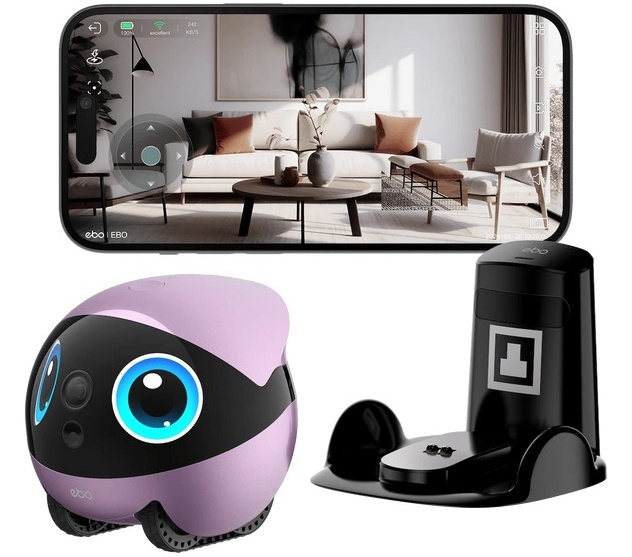Enabot EBO Air 2 Plus with tracked mobility and front display.