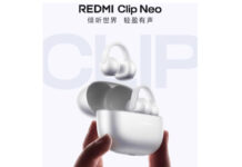 Redmi Clip Neo Open-Ear Earbuds Confirmed for October Launch in China Teaser image showing the white Redmi Clip Neo clip-on earbuds and charging case.