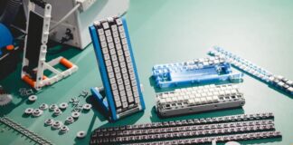 Google Gboard Conveyor Belt Version keyboard with keys mounted on rotating conveyor belts