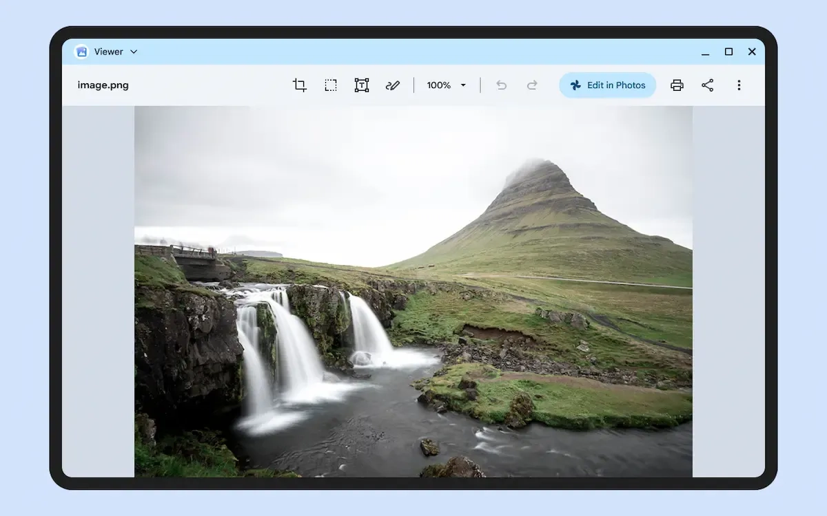 Google Viewer showing local file viewing and editing tools on Googlebook