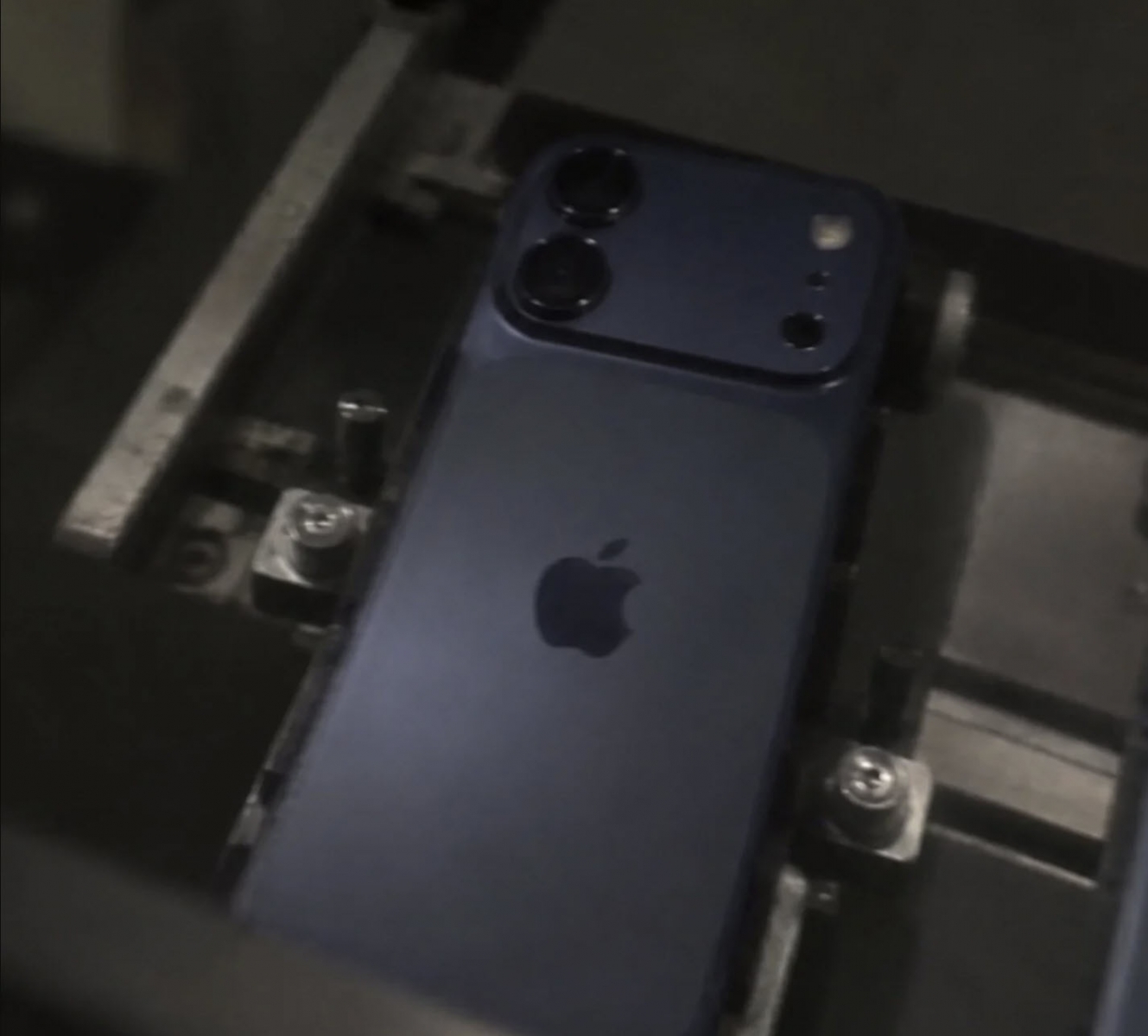 Alleged iPhone 18 design with vertically arranged dual cameras inside a horizontal rear module.