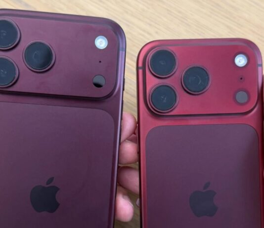 Photos comparing the reported Burgundy iPhone 18 Pro finish before and after it appeared to become brighter red.
