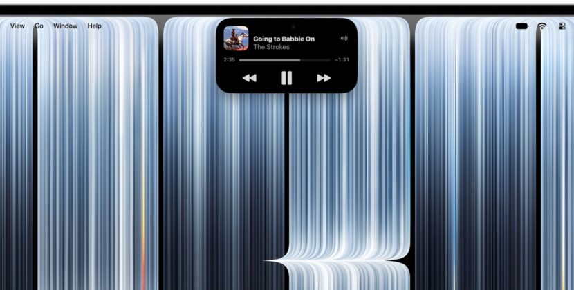 MacBook Pro display showing a colorful on-screen interface