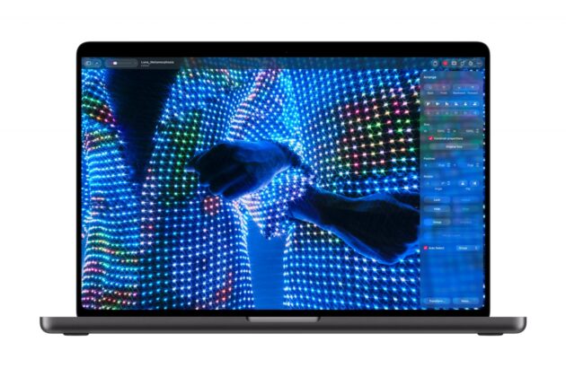 MacBook Pro viewed from an angled front position