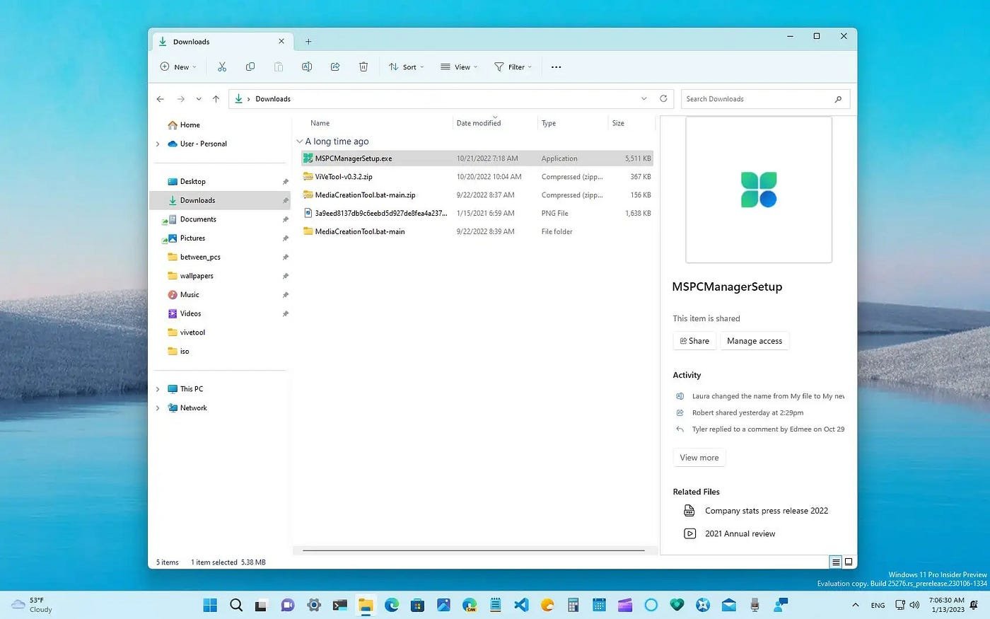 Windows 11 settings interface for software updates