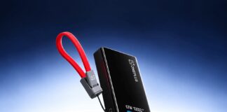 OnePlus 10,000 mAh power bank with an integrated cable and front color display