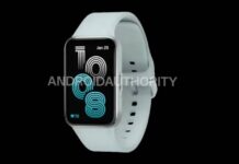 Samsung Galaxy Fit 4 fitness tracker render showing its rectangular display and slim band.