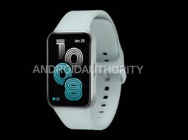 Samsung Galaxy Fit 4 fitness tracker render showing its rectangular display and slim band.