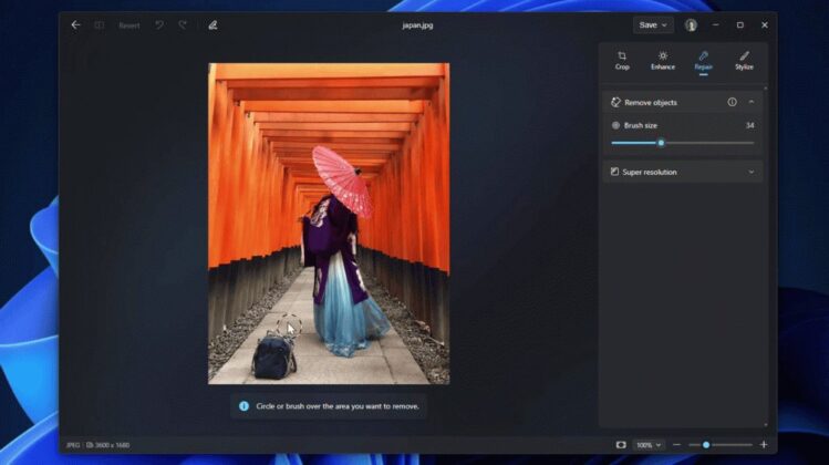 Windows 11 Photos editor interface